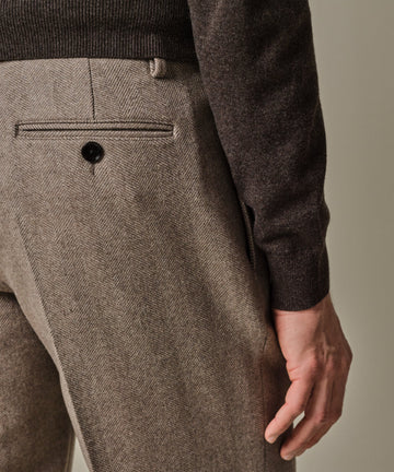 Hose Herringbone Straight Cut Beige