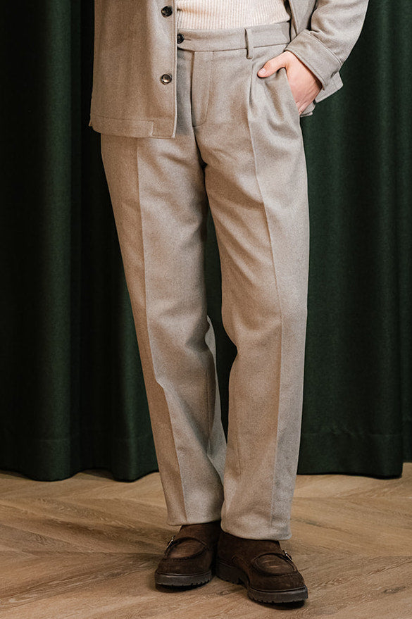 Hose Herringbone Straight Cut Beige