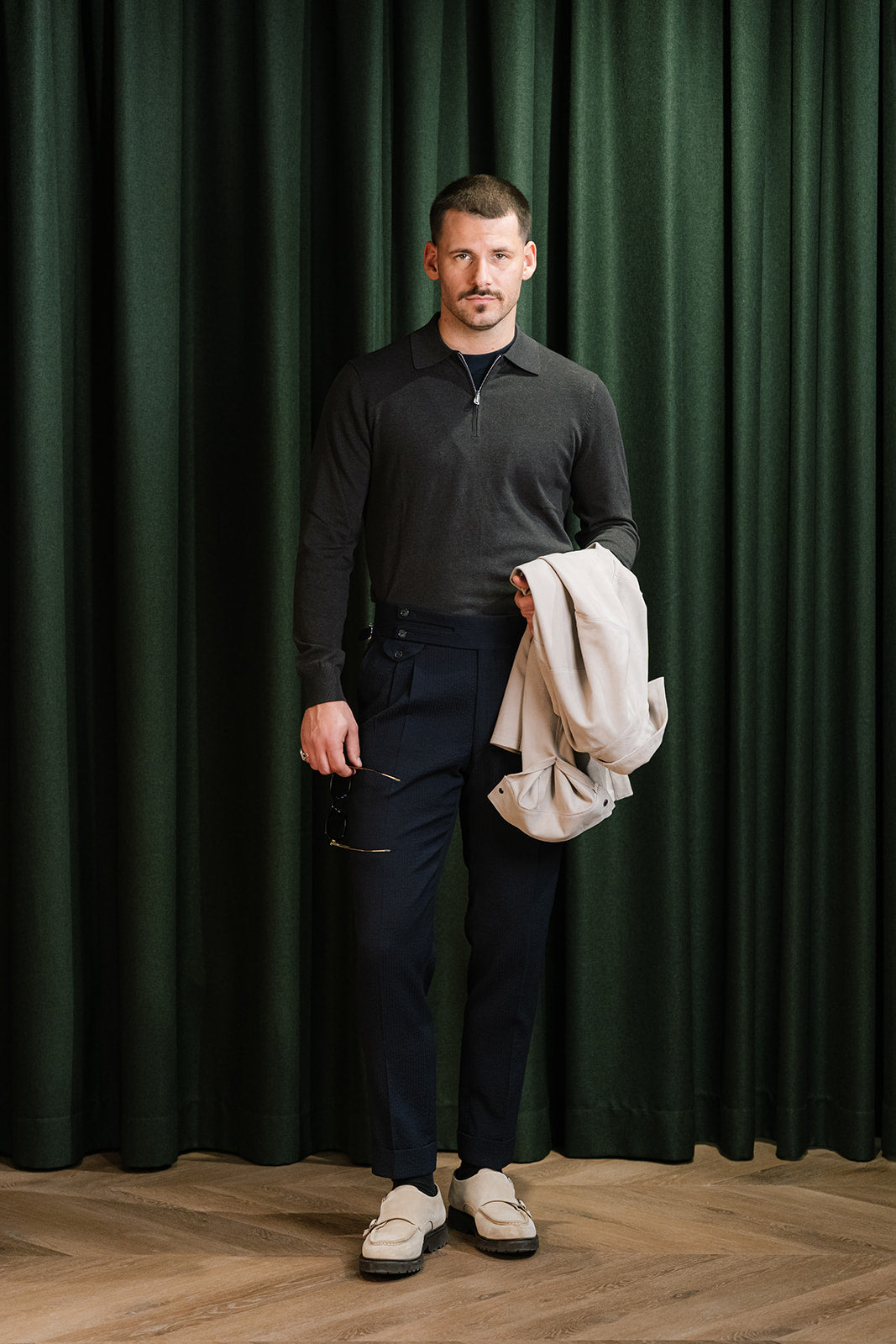 Half Zip Pullover Collar Braun