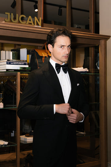 Anzug Herringbone schwarz S130