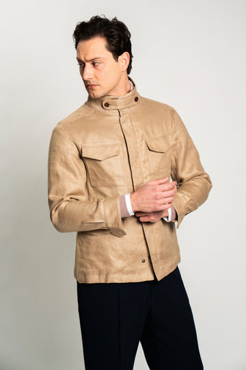Safari Jacket Leinen Beige