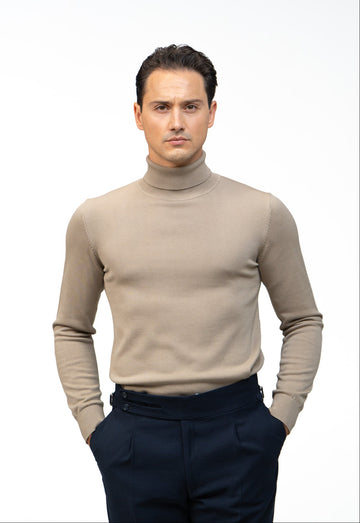 Rollkragen Pullover Beige