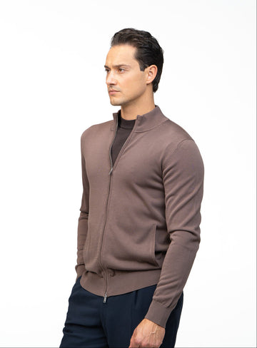 Full Zip Mokkabraun