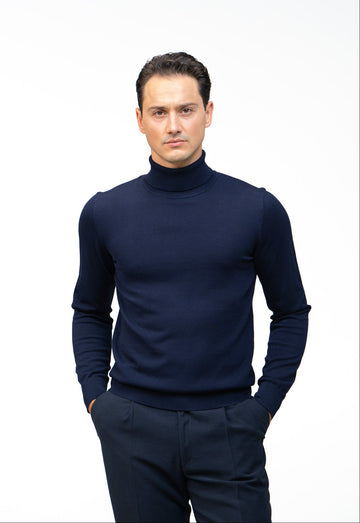 Rollkragen Pullover Navy