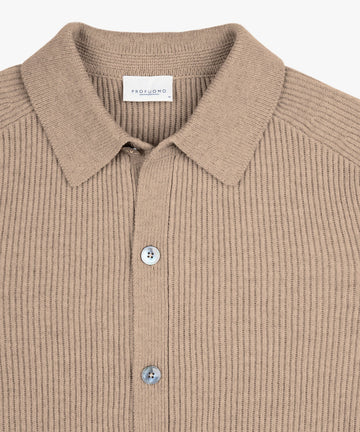 Overshirt Full Button Knit Beige
