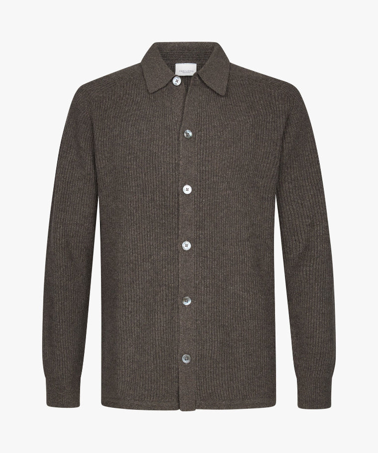 Overshirt Full Button Knit Braun