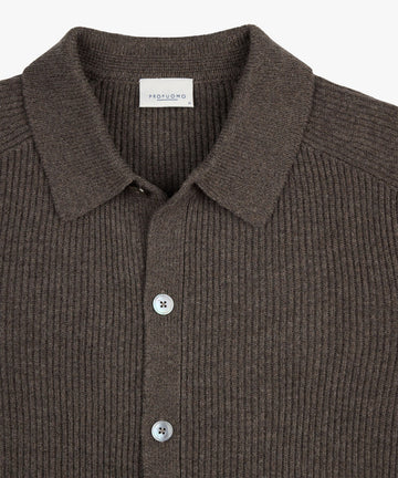 Overshirt Full Button Knit Braun