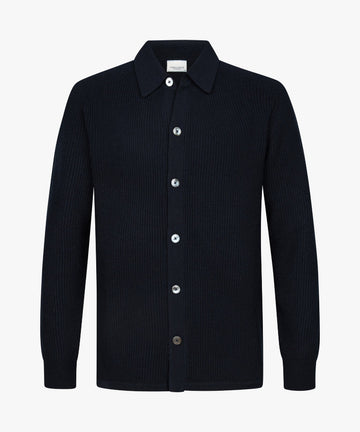 Overshirt Full Button Knit Navy