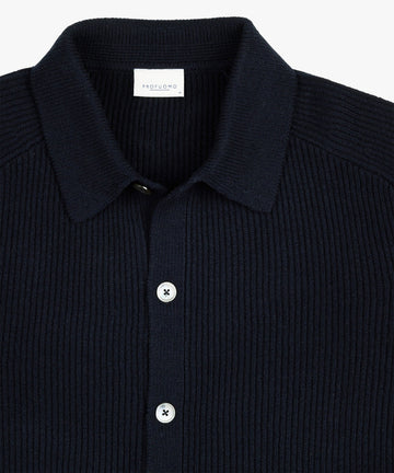 Overshirt Full Button Knit Navy