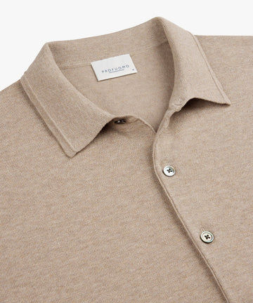 Polo Full Button LS Beige
