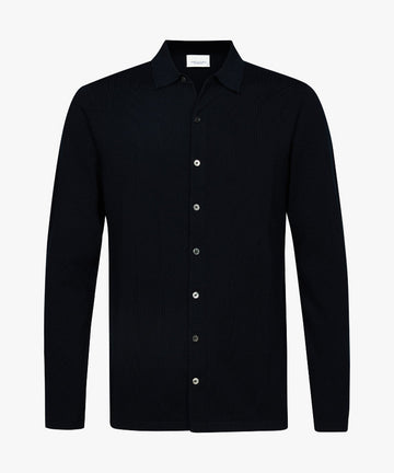 Polo Full Button LS Navy
