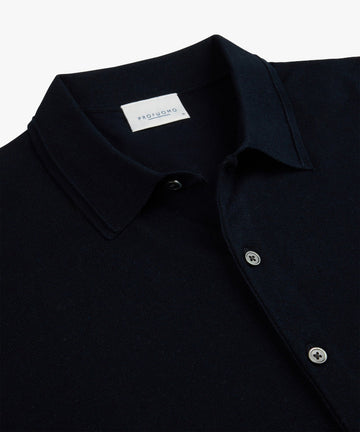 Polo Full Button LS Navy
