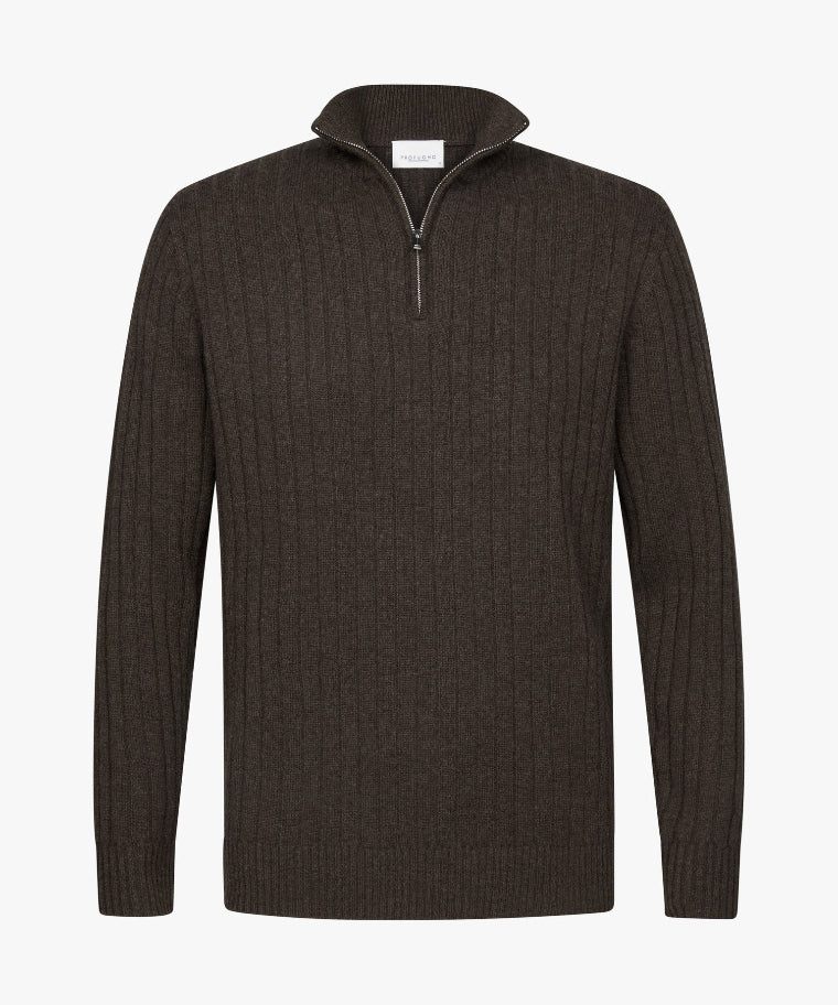 Half Zip Pullover Streifen Braun