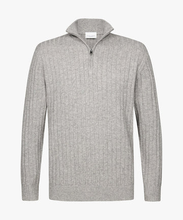 Half Zip Pullover Streifen Grau