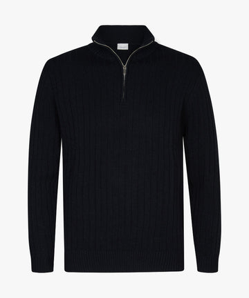 Half Zip Pullover Streifen Navy