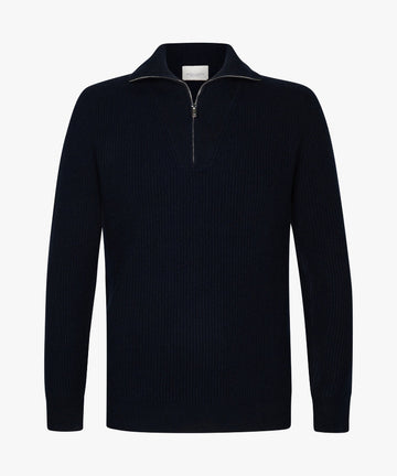 Pullover Half Zip Navy Ribbed