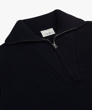 Pullover Half Zip Navy Ribbed