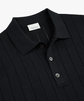 Textured Knit Polo Navy
