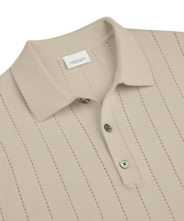 Textured Knit Polo Off White