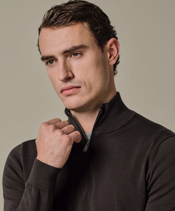 Half Zip Pullover Mocha Brown
