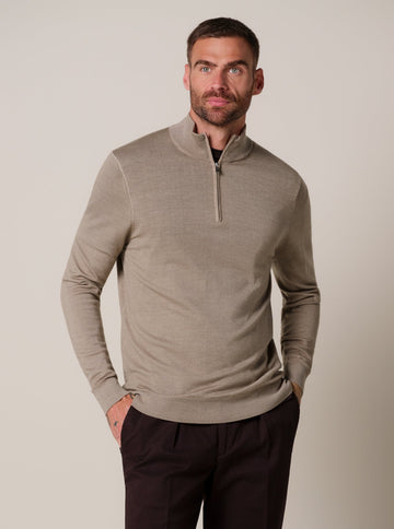 Half Zip Hellbraun