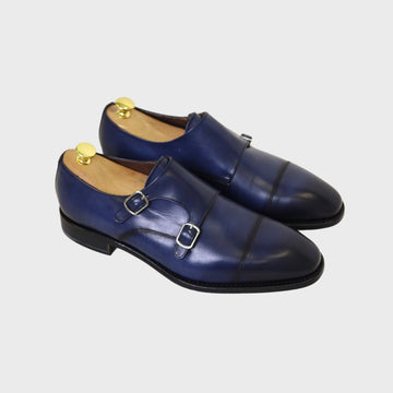 Double Monkstrap Cap Toe Dunkelblau