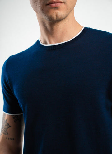 Knit T-Shirt two tone Navy
