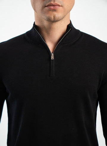Knit Half Zip LS Black