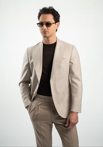 Hahnentritt Sakko Ariston Beige